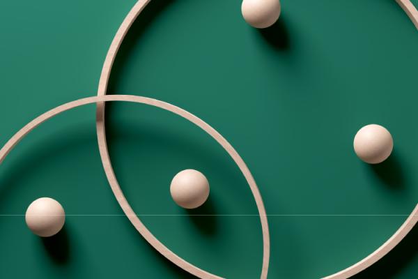 Green background with tan circles
