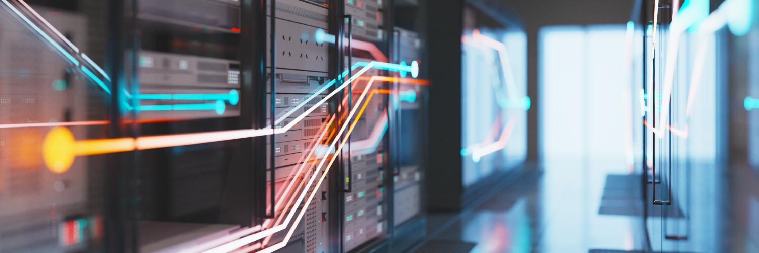 stylized visual of server room
