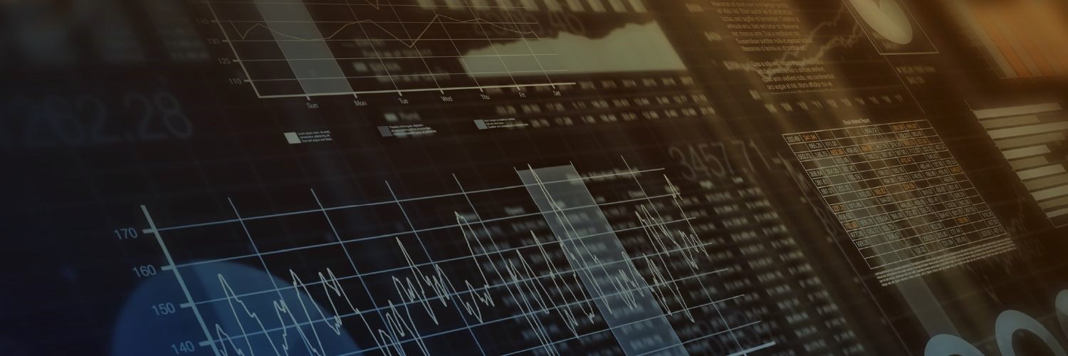 Financial data charts and graphs on a screen