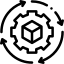 Black-and-white-icon of a box within a circular series of arrows
