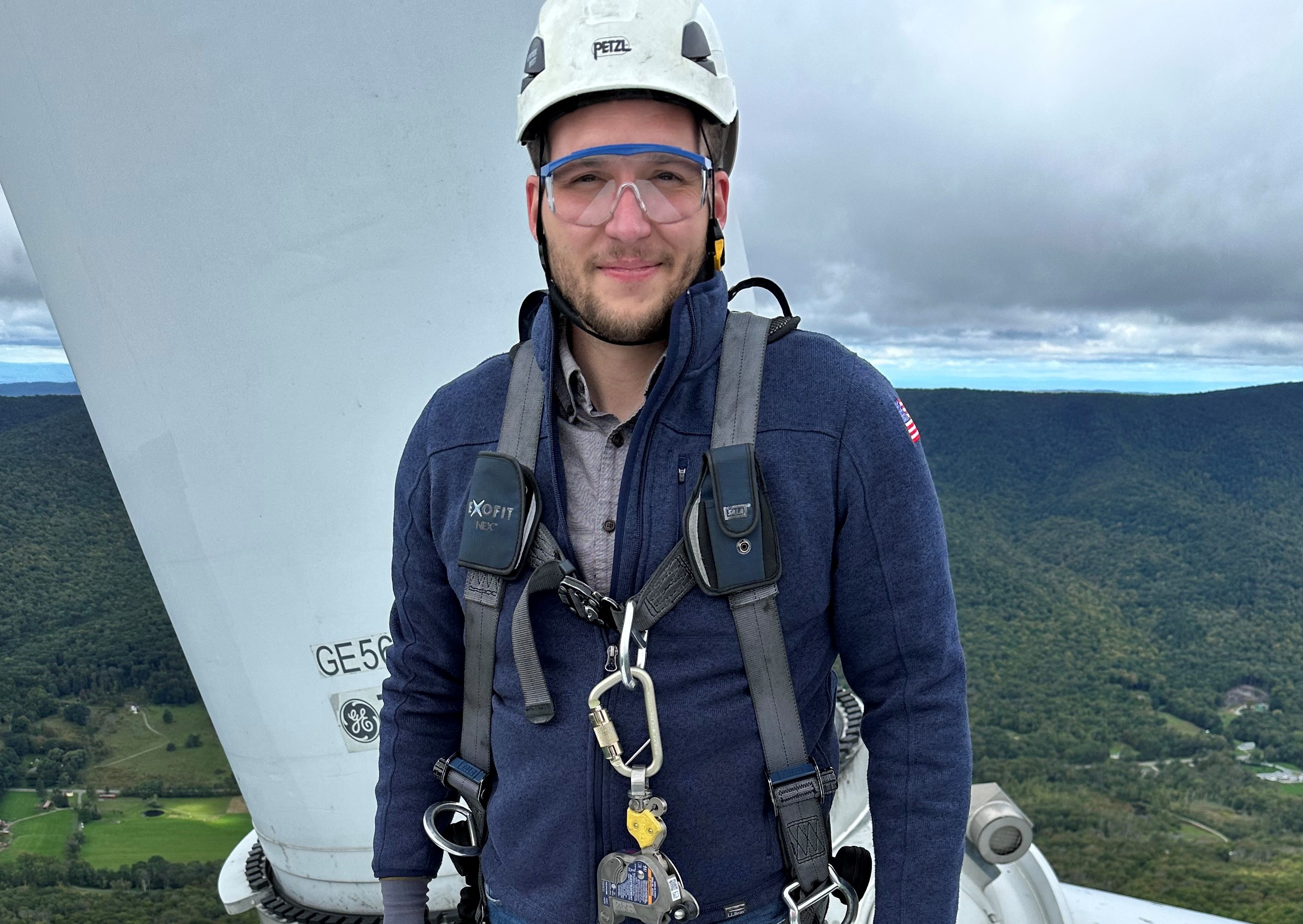 Dylan Lewellyn visiting the Berkshire Wind site.