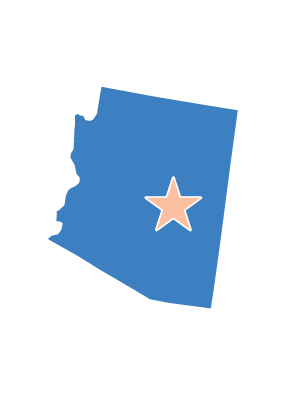 Outline of Arizona with a star marking the location of the Copper Crossing Energy Center