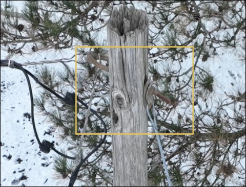 Image of damaged pole captured by CPBU's aerial drone.