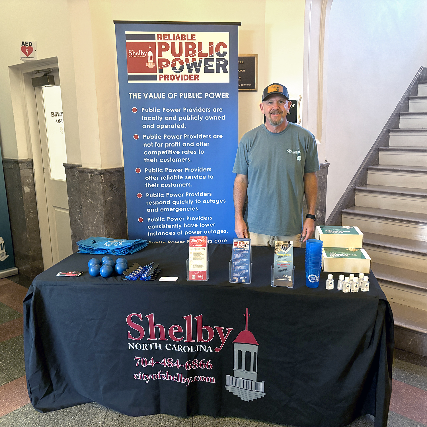 Cale Wright at 2024 City of Shelby Public Power Week event (photo courtesy of the City of Sehlby)