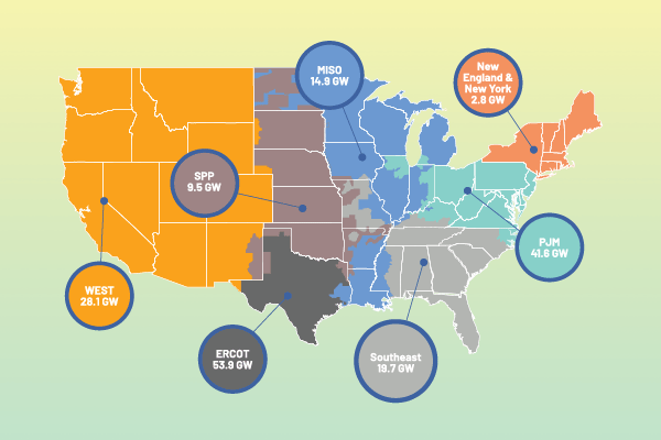 Map of peak load growth by region.