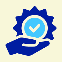 A hand holding a check mark icon, representing the necessary training prerequisites employees need to complete within an AI policy