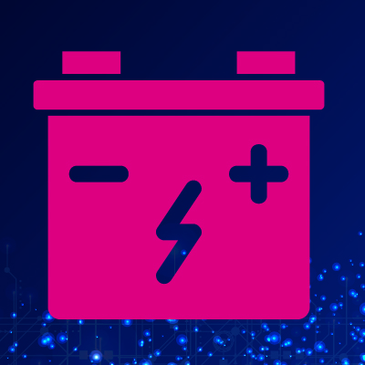 Battery icon on blue background