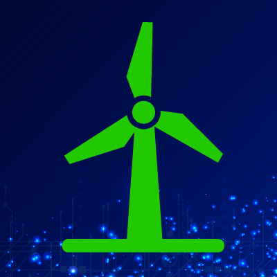 Wind turbine icon on blue background