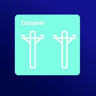 Prepay bond customer as represented by power lines, to signify the utility as end user.