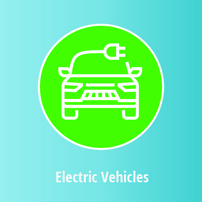 Image of an EV whose outline is made of a charging cord above text reading "Electric Vehicles"