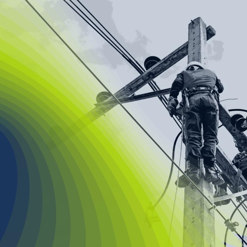 Lineworker on pole