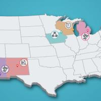 U.S. map with areas considering municipalization highlighted