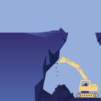 excavator digging underground