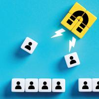 block with magnet icon attracting blocks with people icons