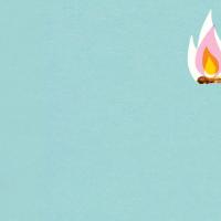 Hand holding a lit match in a midcentury print style