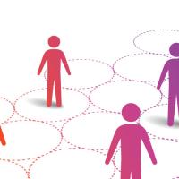 outlines of people in a pattern of circles