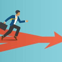 People on different paths that merge into one