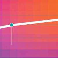 Simple line graph over a grid gradient background that moves from purple to orange