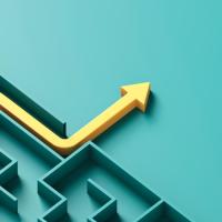 Yellow line tracing a path through a teal maze