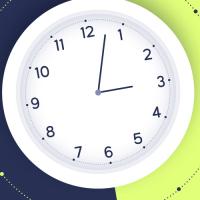 Analog clock over background suggesting night and day