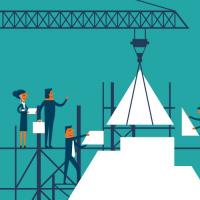 illustration of people in suits on a construction site