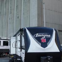 Trailers for workers sequestering at the New York Power Authority
