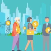 illustration of people and transmission lines