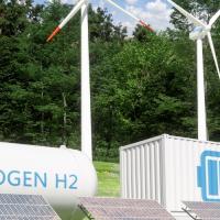 hydrogen storage with wind turbines and solar panels