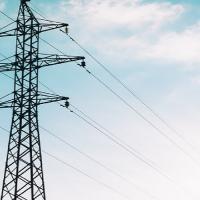 power lines and blue skies