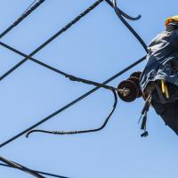 Lineworker on a pole