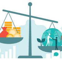 Scale showing people and the earth weighted more heavily than money