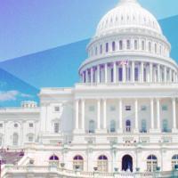 Blue graphic of the US Capitol