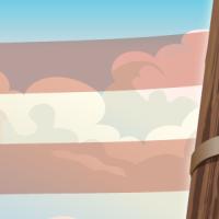 Graphic of a lineworker with a rocket and the american flag