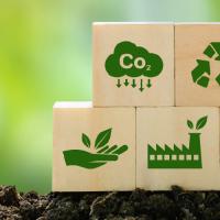 blocks with images for CO2, recycling, power generation, etc.