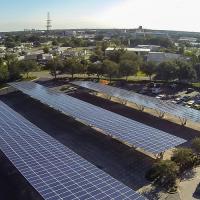 solar panels on a parking lot