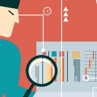 illustration of person examining data