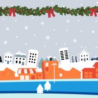 Happy holidays winter landscape illustration