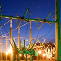 substation at night, Lafayette Utilities System