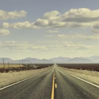 distribution lines along a road in Nevada desert