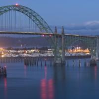Bridge in Newport, OR at dusk