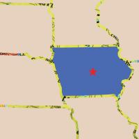 Map with Ames, Iowa