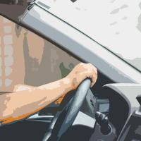 lineworker in a truck on the phone