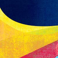 person unrolling colorful blocks