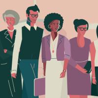 A diverse workforce at dusk