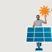 People holding renewable icons