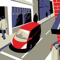 view of bustling street in a town