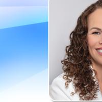 Janisse Quinones headshot over angular blue background