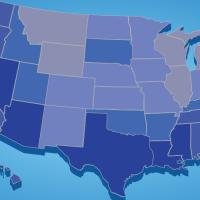 US map with light bulbs