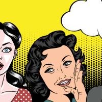 pop art style people gossiping