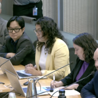 Seattle City Light staff speaking at a city council meeting.